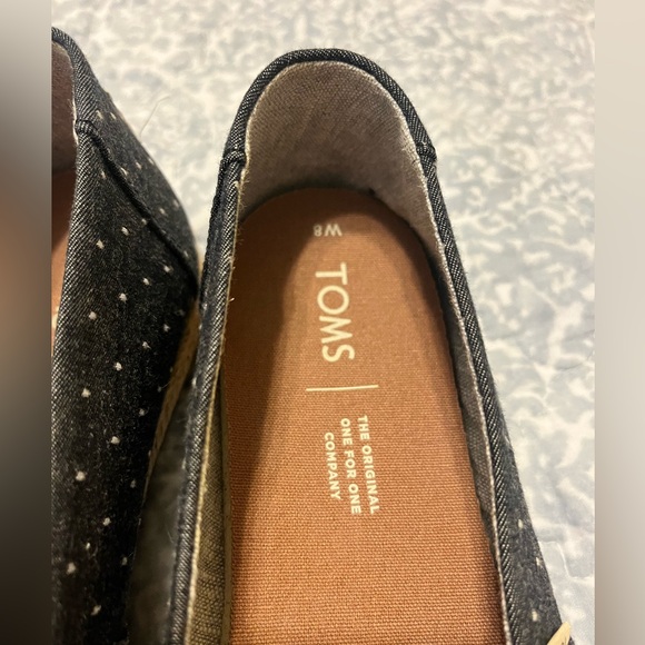 NWOT TOMS alpagarta chambray polka dot size 8 women’s rope style sole - Picture 3 of 10